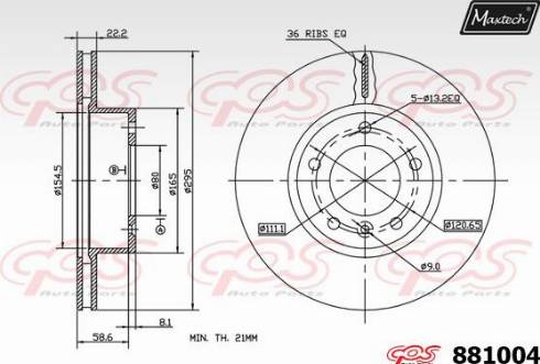 Maxtech 881004.0000 - Brake Disc autospares.lv