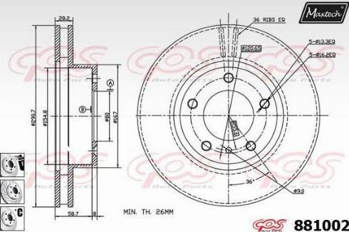 Maxtech 881002.6880 - Brake Disc autospares.lv