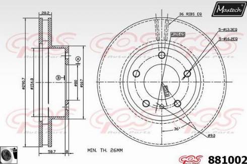 Maxtech 881002.0060 - Brake Disc autospares.lv