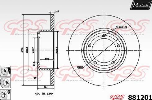 Maxtech 881201.6880 - Brake Disc autospares.lv