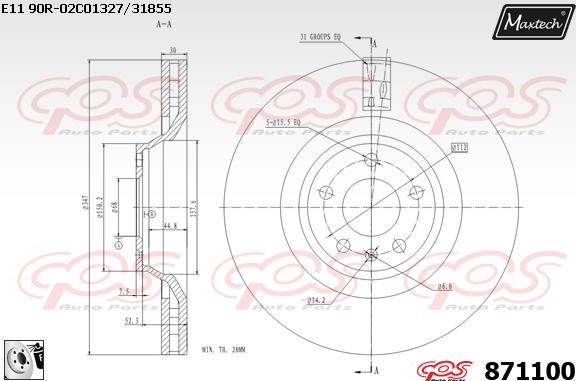 Maxtech 881202 - Brake Disc autospares.lv