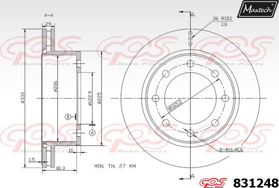 Maxtech 881219 - Brake Disc autospares.lv