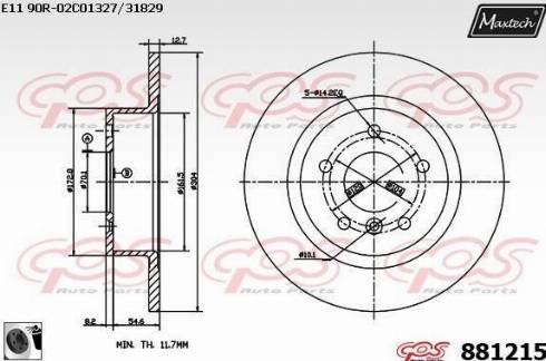 Maxtech 881215.0060 - Brake Disc autospares.lv