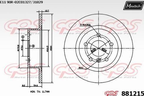 Maxtech 881215.0000 - Brake Disc autospares.lv