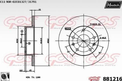 Maxtech 881216.0060 - Brake Disc autospares.lv