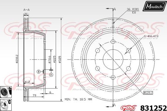 Maxtech 881216 - Brake Disc autospares.lv