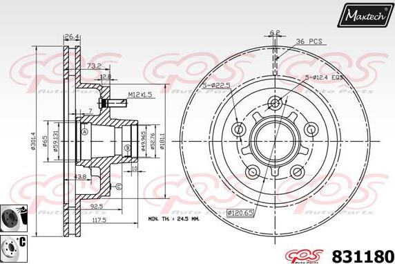 Maxtech 881230 - Brake Disc autospares.lv