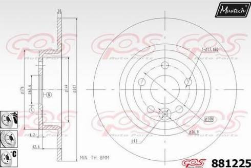 Maxtech 881225.6880 - Brake Disc autospares.lv