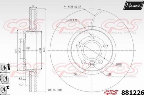 Maxtech 881226.6980 - Brake Disc autospares.lv