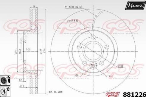 Maxtech 881226.6060 - Brake Disc autospares.lv