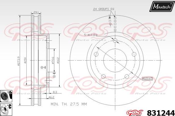 Maxtech 881226 - Brake Disc autospares.lv