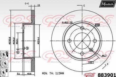 Maxtech 883901.6880 - Brake Disc autospares.lv