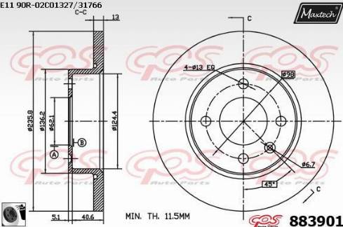 Maxtech 883901.0060 - Brake Disc autospares.lv