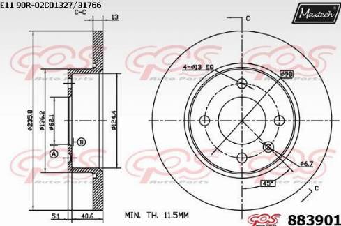 Maxtech 883901.0000 - Brake Disc autospares.lv