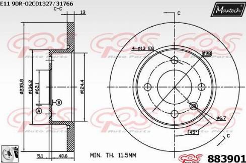 Maxtech 883901.0080 - Brake Disc autospares.lv