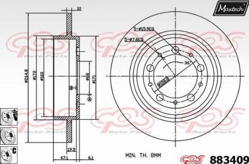 Maxtech 883409.6880 - Brake Disc autospares.lv