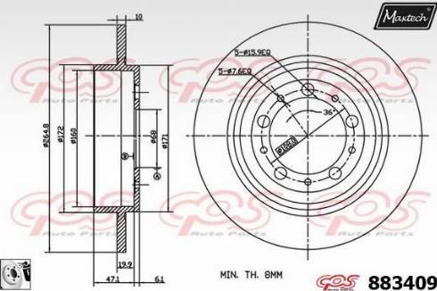 Maxtech 883409.0080 - Brake Disc autospares.lv