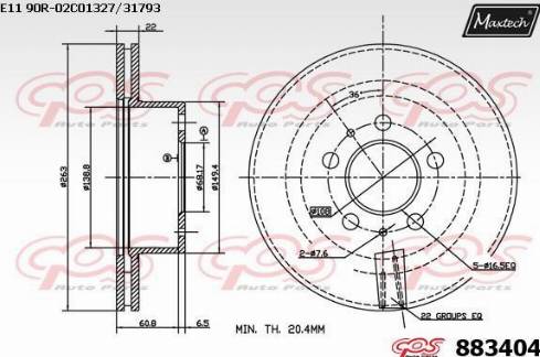 Maxtech 883404.0000 - Brake Disc autospares.lv