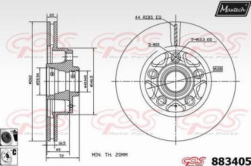 Maxtech 883405.6060 - Brake Disc autospares.lv