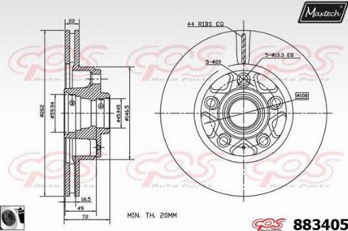 Maxtech 883405.0060 - Brake Disc autospares.lv