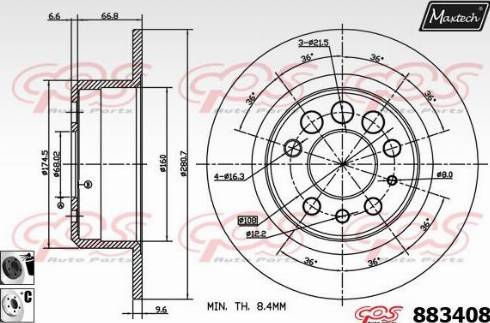 Maxtech 883408.6060 - Brake Disc autospares.lv