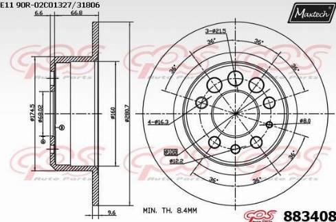 Maxtech 883408.0000 - Brake Disc autospares.lv