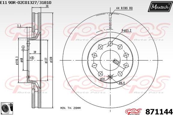 Maxtech 883408 - Brake Disc autospares.lv