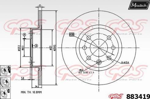 Maxtech 883419.6980 - Brake Disc autospares.lv