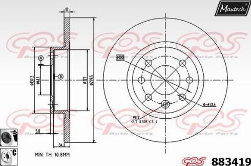 Maxtech 883419.6060 - Brake Disc autospares.lv