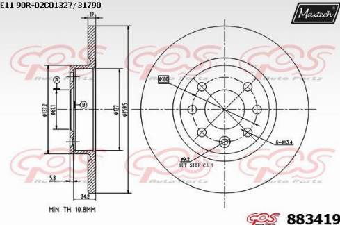 Maxtech 883419.0000 - Brake Disc autospares.lv