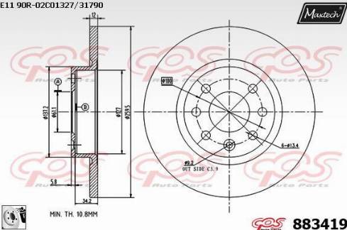 Maxtech 883419.0080 - Brake Disc autospares.lv