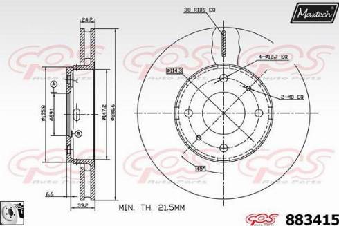 Maxtech 883415.0080 - Brake Disc autospares.lv