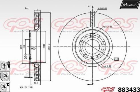 Maxtech 883433.6980 - Brake Disc autospares.lv