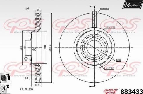 Maxtech 883433.6060 - Brake Disc autospares.lv