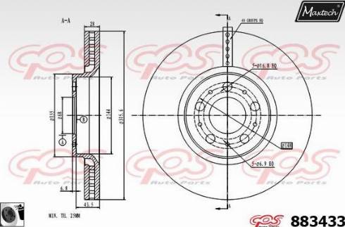 Maxtech 883433.0060 - Brake Disc autospares.lv