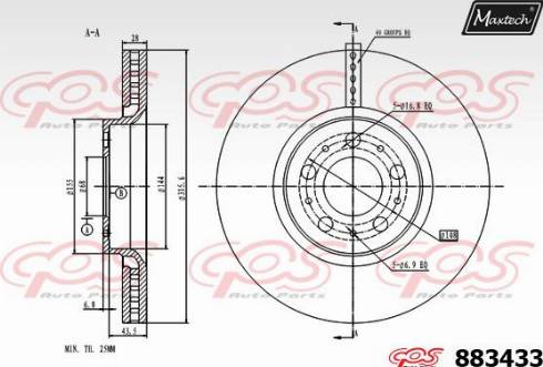 Maxtech 883433.0000 - Brake Disc autospares.lv