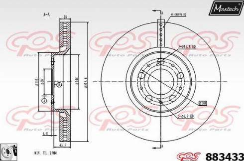 Maxtech 883433.0080 - Brake Disc autospares.lv