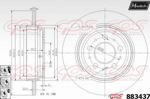 Maxtech 883437.6880 - Brake Disc autospares.lv