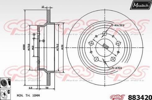 Maxtech 883420.6060 - Brake Disc autospares.lv