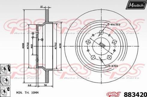 Maxtech 883420.6880 - Brake Disc autospares.lv