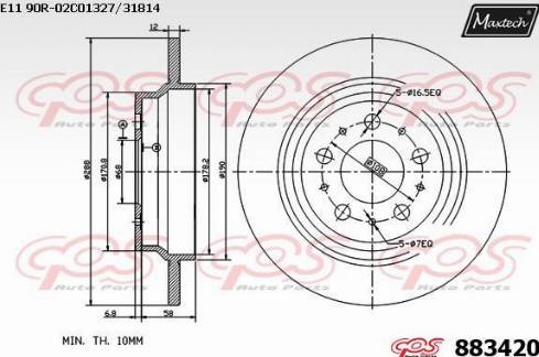 Maxtech 883420.0000 - Brake Disc autospares.lv