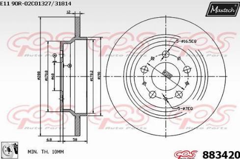 Maxtech 883420.0080 - Brake Disc autospares.lv