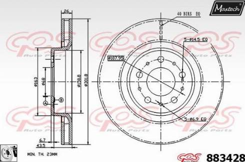 Maxtech 883428.0080 - Brake Disc autospares.lv