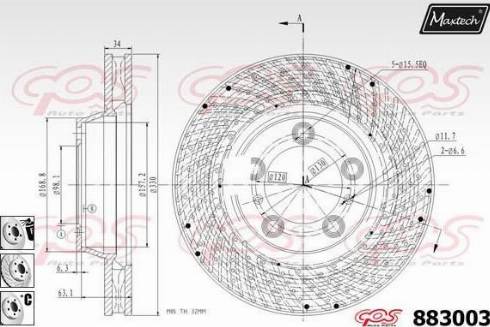 Maxtech 883003.6980 - Brake Disc autospares.lv