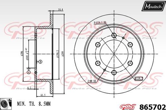 Maxtech 883209 - Brake Disc autospares.lv