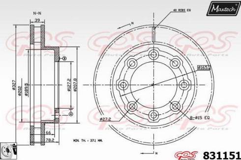 Maxtech 831151.0080 - Brake Disc autospares.lv