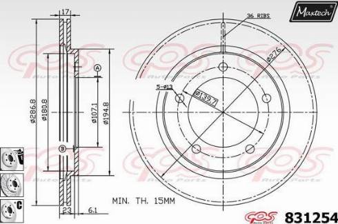 Maxtech 831254.6880 - Brake Disc autospares.lv