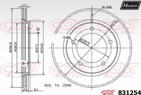 Maxtech 831254.0000 - Brake Disc autospares.lv