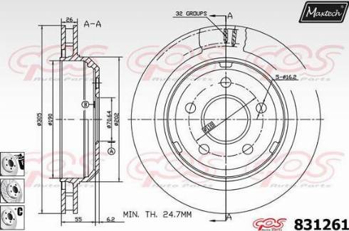 Maxtech 831261.6880 - Brake Disc autospares.lv