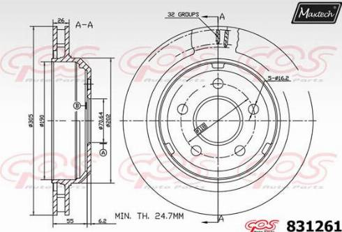 Maxtech 831261.0000 - Brake Disc autospares.lv